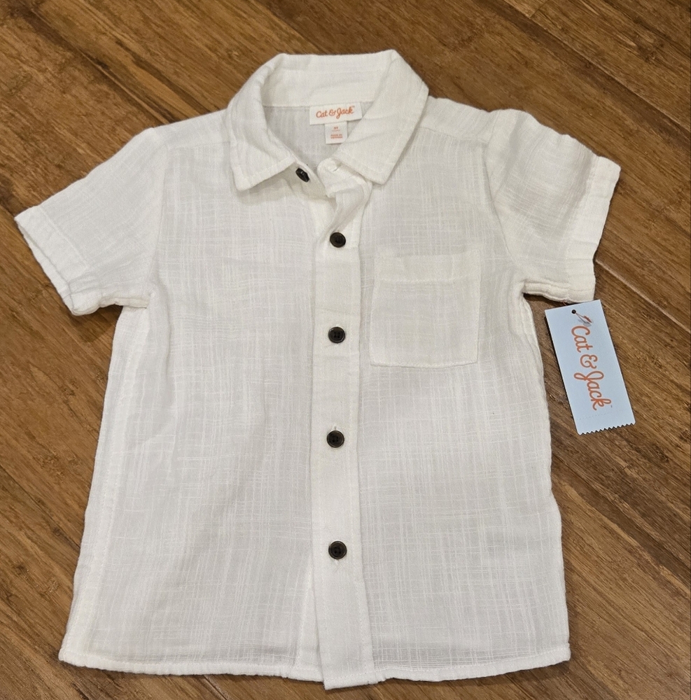 Cat & Jack White Short Sleeve Button Down Shirt